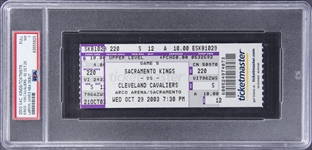 2003-04 LeBron James Full Ticket From NBA Debut Game On 10/29/03 vs. Sacramento Kings (PSA NM 7)