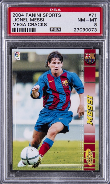 2004-05 Panini Megacracks #71BIS Lionel Messi Rookie Card - PSA NM-MT 8