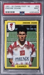 1991-92 Panini Foot #43 Zinedine Zidane Rookie Card - PSA MINT 9 - Pop 5