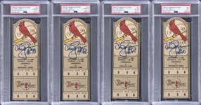 1998 Mark McGwire Signed & Inscribed St. Louis Cardinals Full Ticket Lot Of Four From McGwires Home Run Race (Inscribed For Home Run #s 60, 61, 62 & 70) - PSA Authentic, PSA/DNA Auto 10