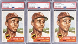 1953 Topps #220 Satchell Paige PSA-Graded Trio (3)