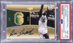 2004-05 Upper Deck Exquisite Collection "Number Pieces Autographs" #NP-BR Bill Russell Signed Patch Card (#6/6) - Russells Jersey Number! - PSA EX-MT 6