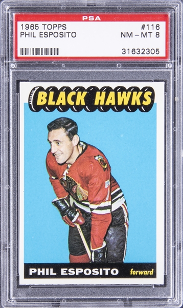 1965 Topps #116 Phil Esposito Rookie Card - PSA NM-MT 8
