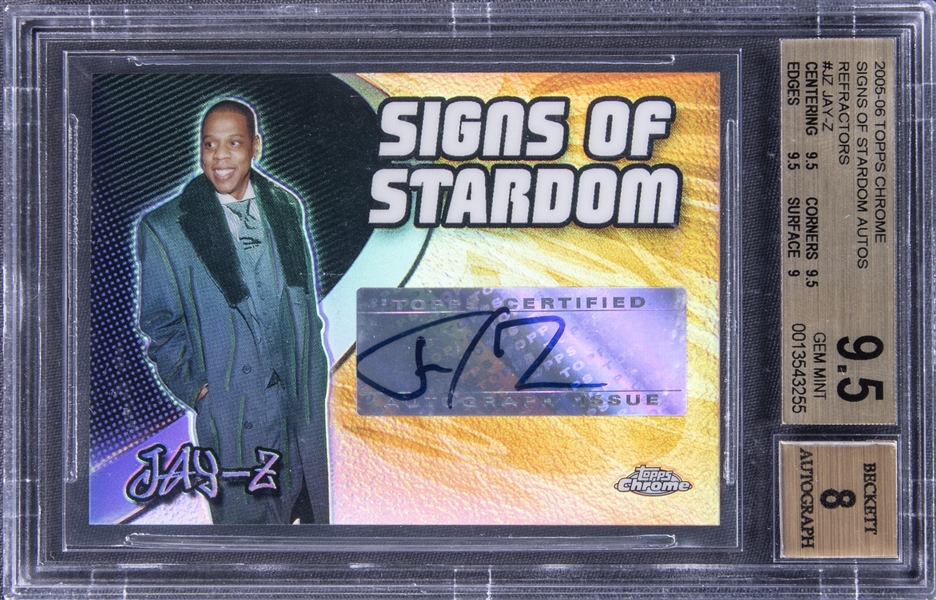 2005-06 Topps Chrome Signs of Stardom Autos Refractors #JZ Jay-Z Signed Card (#12/15) - BGS GEM MINT 9.5/BGS 8