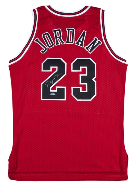 Michael Jordan Signed Chicago Bulls Home Jersey (UDA Sticker)