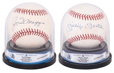 Lot of (2) Mickey Mantle & Joe DiMaggio Signed Baseballs (PSA/BAS Encapsulated)