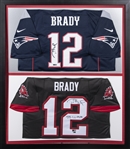 Tom Brady Dual Signed & Inscribed New England Patriots & Tampa Bay Buccaneers Jerseys in 34.5x42.5" Frame (TRISTAR) (Fanatics)