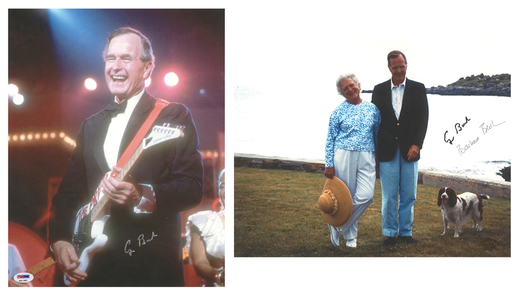 Lot of (2) George Bush & Barbara Bush Signed 11x14" Photographs (PSA/DNA)(JSA)