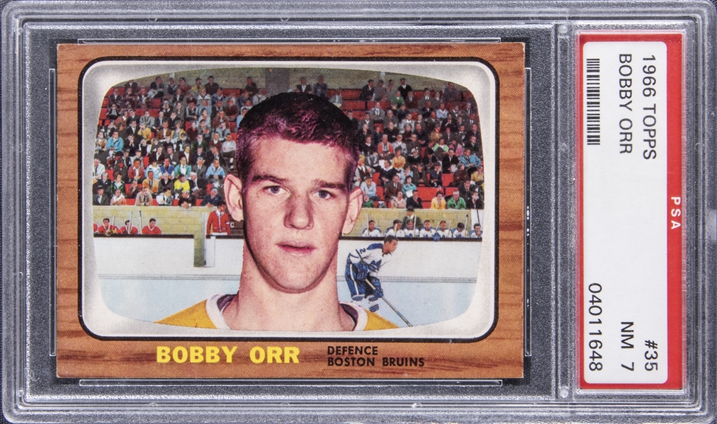 1966-67 Topps #35 Bobby Orr Rookie Card – PSA NM 7
