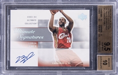 2003-04 Upper Deck Ultimate Collection "Ultimate Signatures" #LJ-A LeBron James Signed Rookie Card - BGS GEM MINT 9.5/BGS 10