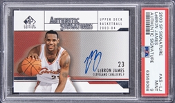 2003-04 UD SP Signature "Authentic Signatures" #AS-LJ LeBron James Signed Rookie Card – PSA MINT 9