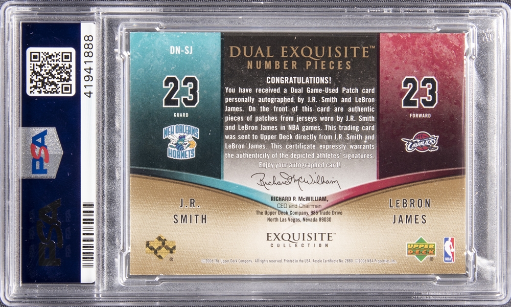 Lot Detail - 2005-06 UD Ultimate Collection Ultimate Dual Jersey #DJ-LK  LeBron James/Kobe Bryant Game Used Jersey Card (#29/50) - PSA MINT 9