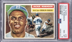 1956 Topps #30 Jackie Robinson, Gray Back – PSA NM-MT 8