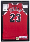 Michael Jordan Signed & Framed Chicago Bulls Road Jersey (Upper Deck COA)