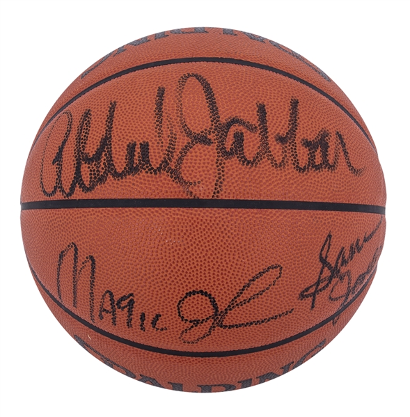 NBA Hall Of Famers & Stars Multi-Signed Basketball With 10 Signatures Including Chamberlain, Abdul-Jabbar, Robertson & More! - (Beckett)