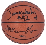 NBA Hall Of Famers & Stars Multi-Signed Basketball With 5 Signatures Including ONeal, Olajuwon, Worthy, Greer & Lucas! - (Beckett)