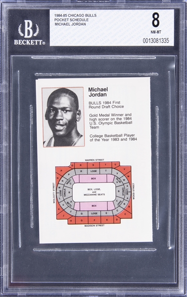 1984-85 Chicago Bulls Pocket Schedule Featuring Michael Jordan - BGS NM-MT 8