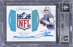 2018 Panini Flawless Shield Signatures #15 Josh Allen Signed NFL Shield Patch Rookie Card (#1/1) - BGS NM-MT+ 8.5/BGS 10