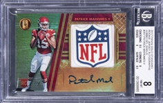 2017 Panini Gold Standard Rookie Jersey Autographs Jumbo NFL Shield #307 Patrick Mahomes II Signed NFL Shield Patch Rookie Card (#1/1) - BGS NM-MT 8/BGS 10
