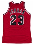 1996-97 Michael Jordan Game Used, Signed & Inscribed Chicago Bulls Road Jersey (PSA/DNA LOA, Chicago Bulls Charity LOA, MEARS A10)