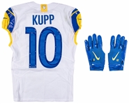 2021 Cooper Kupp Game Used Los Angeles Rams White Jersey & Gloves (Rams COA)