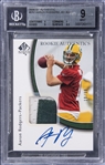 2005 SP Authentic #252 Aaron Rodgers Signed Game Used Patch Rookie Card (#19/99) - BGS MINT 9/BGS 10