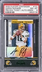 2005 Playoff Contender Preview Ticket Auto Green #101 Aaron Rodgers Signed Rookie Card (#15/15) - PSA NM-MT 8