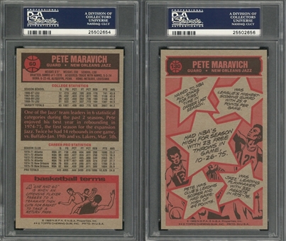 Lot Detail - 1976 Topps Pete Maravich Signed Cards Pair (2 Different