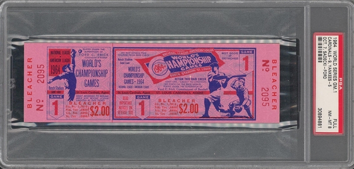 Lot Detail - 1964 World Series Game 1 Yankees Vs Cardinals Full Ticket - PSA 8 NM-MT