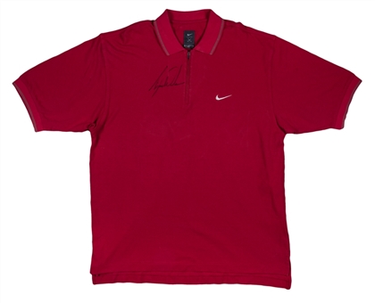 Lot Detail - Tiger Woods Signed Red Nike Polo Shirt (Beckett)