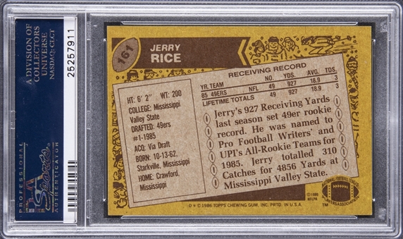 Lot Detail - 1986 Topps #161 Jerry Rice Signed Rookie Card - PSA ...